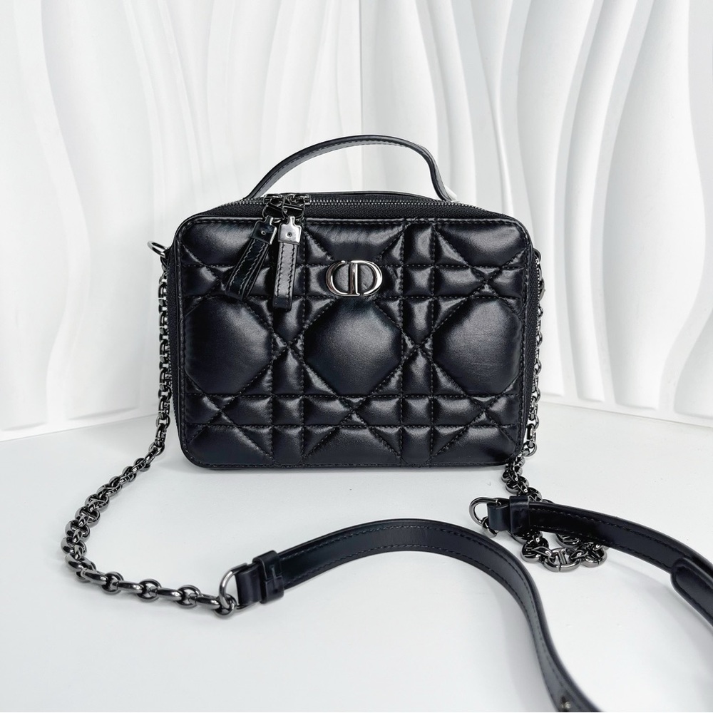 Dior Caro Series Rattan Check Handbag Crossbody Shoulder Bag